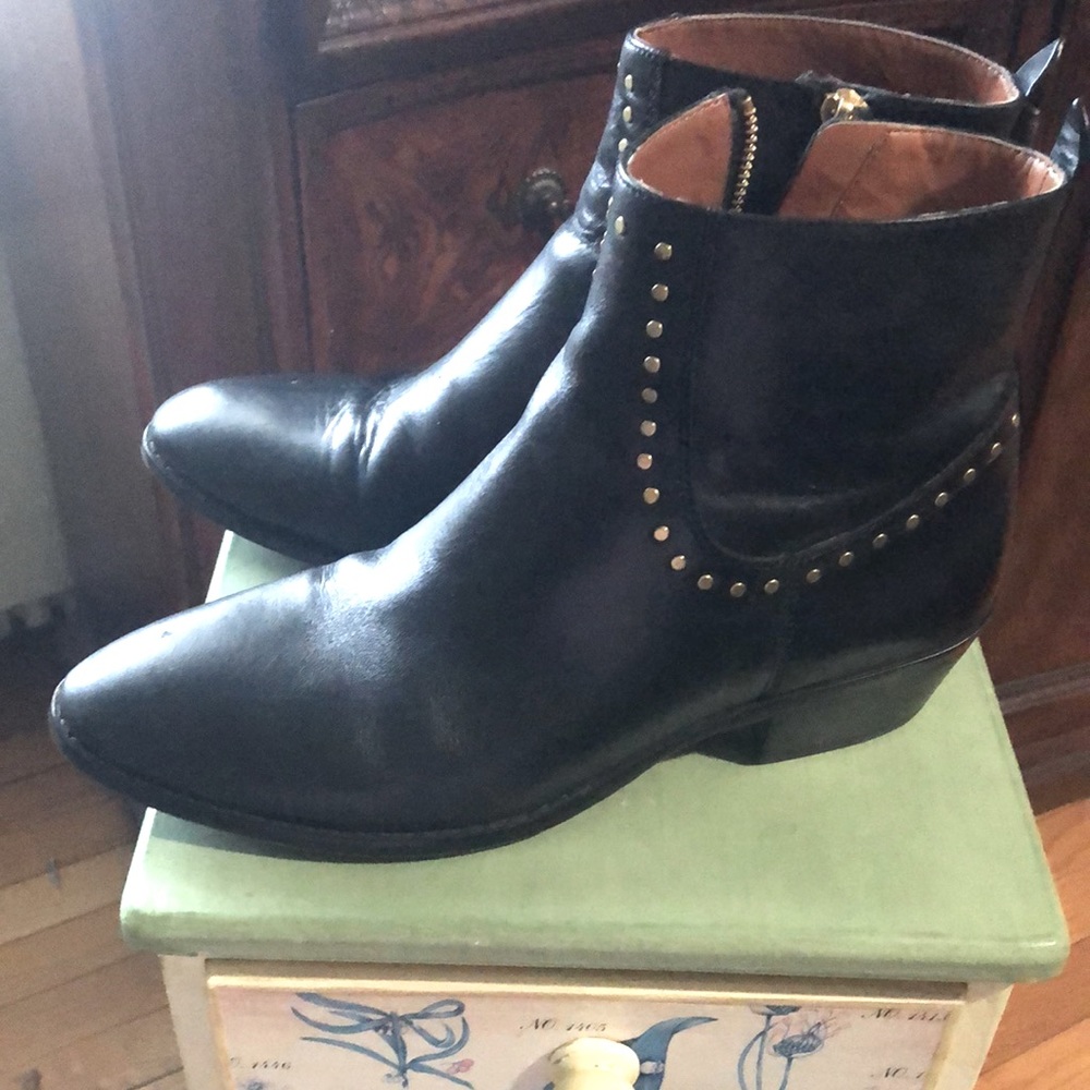 Coach black booties with gold studs